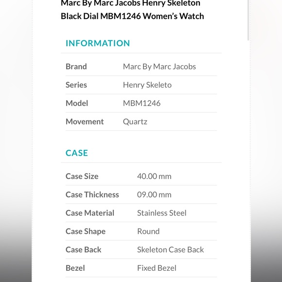 Marc By Marc Jacobs Henry Skeleton Black Dial MBM1246 Womens Watch - Picture 16 of 16